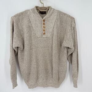 Eddie Bauer Mens Vintage 90's Cotton Rag Henley Sweater Size Large Tall Y2K